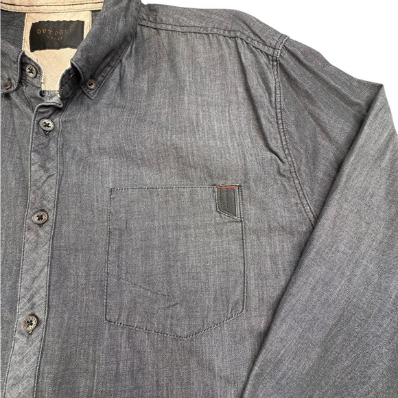 Outpost Makers Gray Plain Long Sleeve Mens XL Shirt Button Down Classic N200 - Picture 2 of 10
